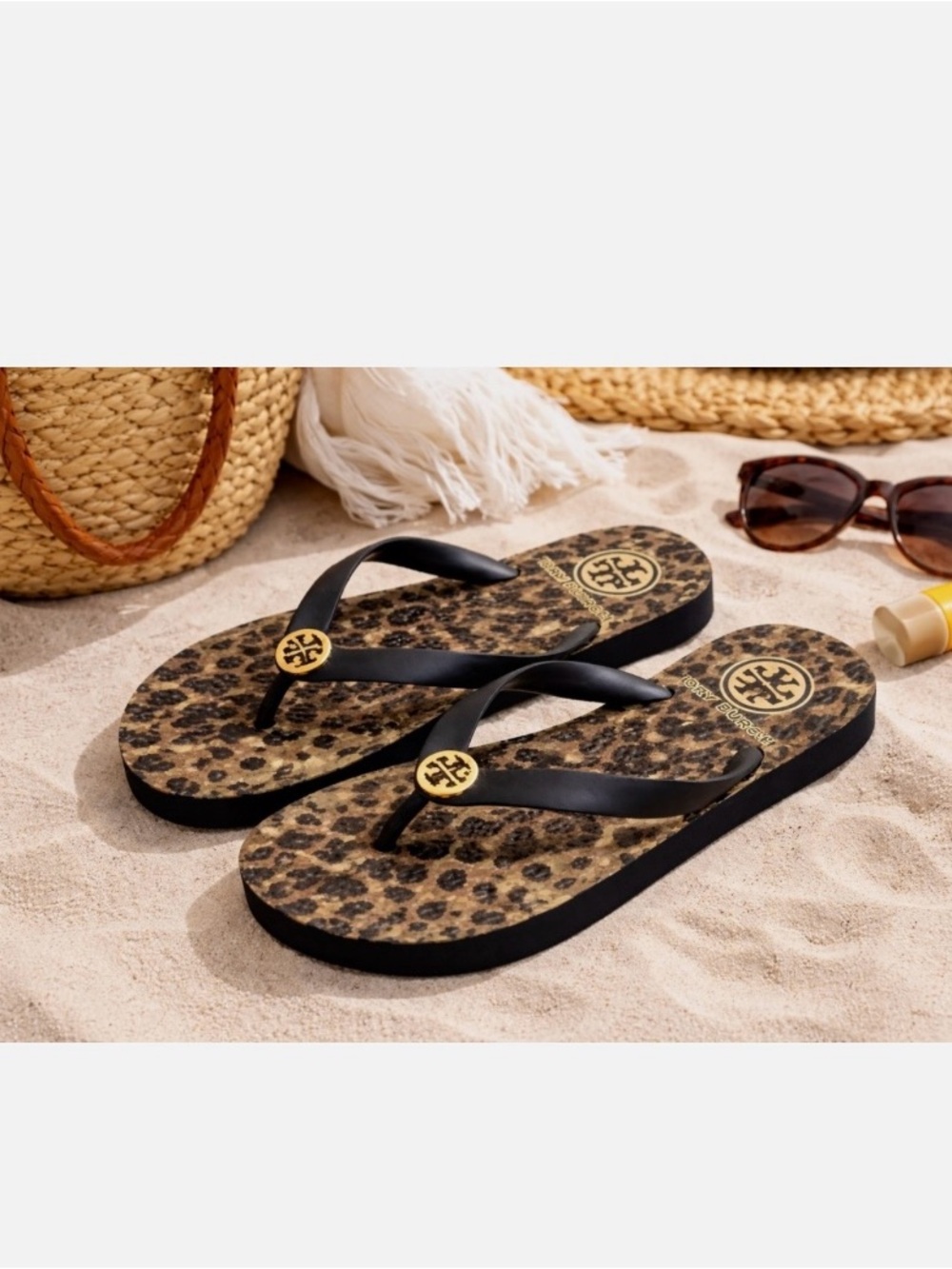 Tory Burch Leopard Print Flip Flops